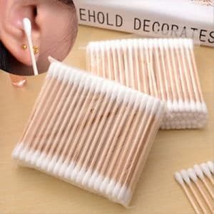 Wooden Cotton Bud Korekan kuping KAYU KUAT (100pc) - Pembersih Telinga