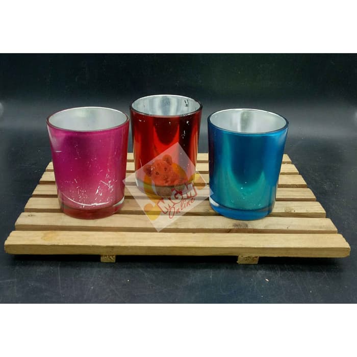 Gelas lilin chrome warna - gelas lilin minyak - tempat lilin murah - Image 2