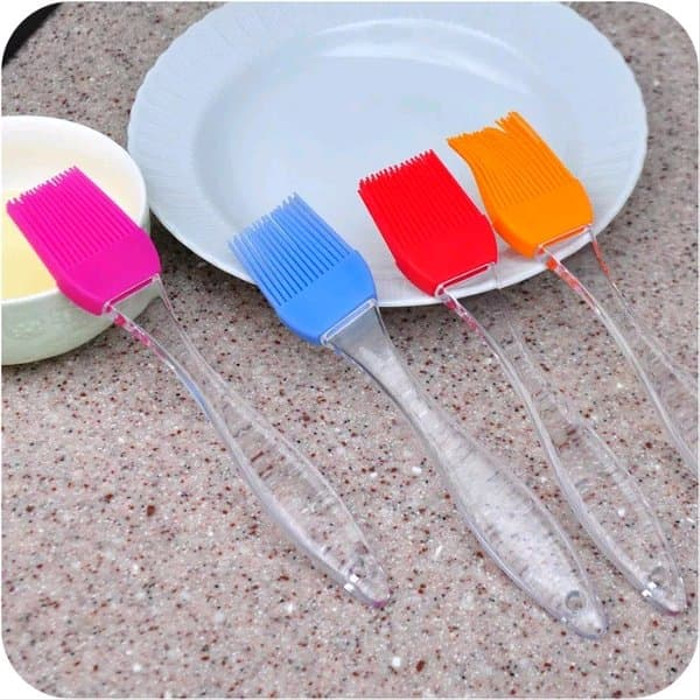 Kuas silikon 17.5cm / 7inch . Brush warna gagang transparant - Image 2