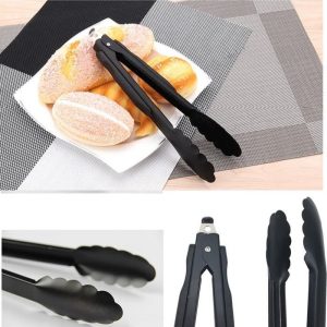 Hitam Capitan Makanan Stainless 30CM / 12inch capit makan (kunci atas)