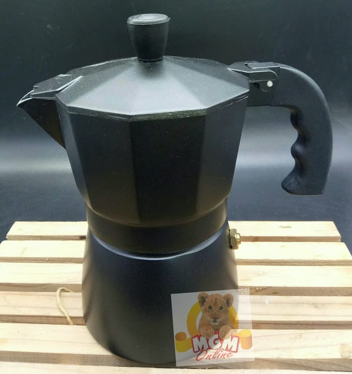 Moka Pot Alumunium Black 3Cup / Espresso Maker 3Cups segi10 2359