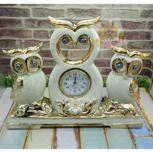 Pajangan Keramik burung hantu dengan Jam OWL keramik jam meja 2512