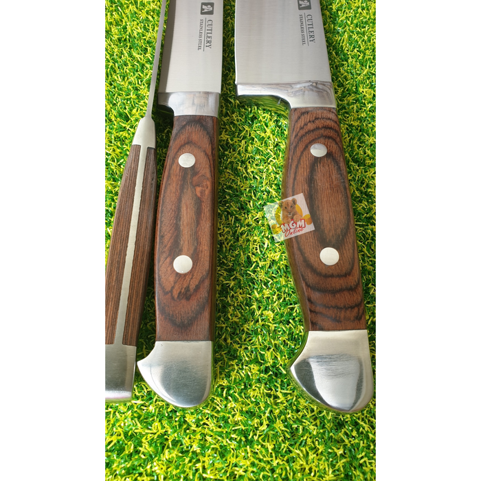 SPECIAL Kayu Handle Pisau Carving 8inch (20CM) Super Tajam Stainless 2726 - Image 3