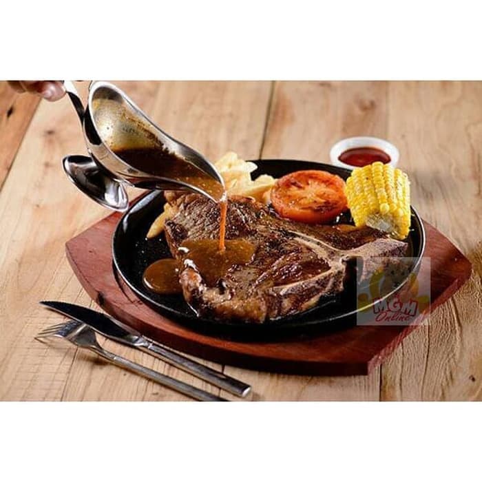 Iron Cast hot plate bulat 22cm bahan tebal dgn alas Kayu hotplate 2602 - Image 4
