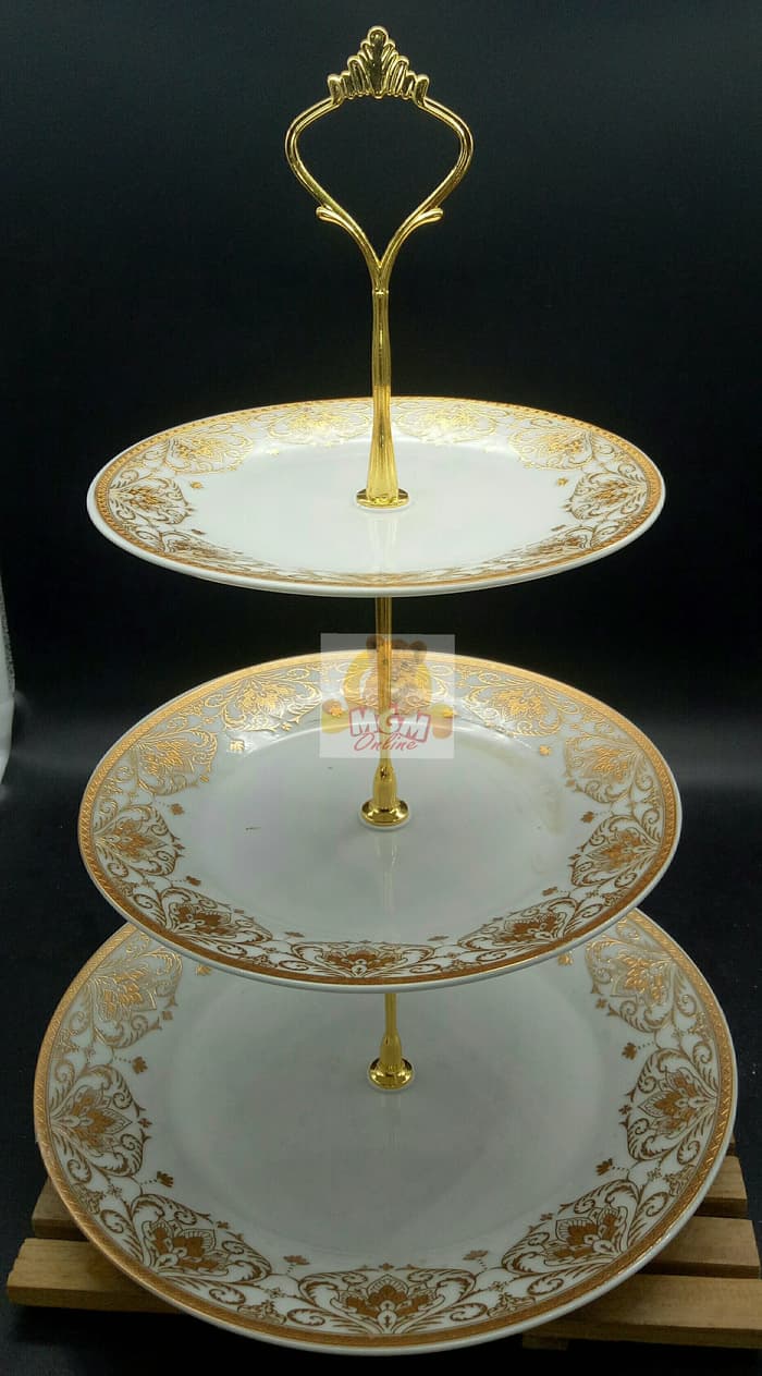 Piring Susun 3 Keramik Gold / Shabby - Image 2