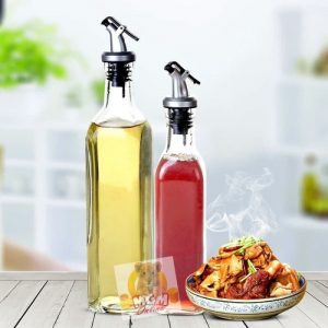 Kaca Botol minyak 500ml dengan Pourer anti spill air tight KOTAK