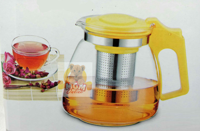 Teko Kaca 1100ml / Teko kopi / Teapot Kaca 1100ml saringan Stainless