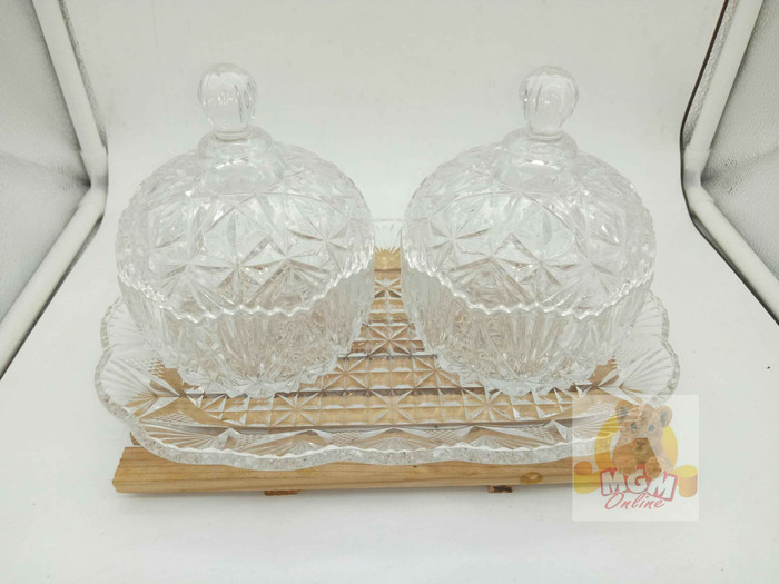 Toples Permen Crystal 2pc dengan 1pc Nampan Crystal ( FREE BUBBLE )