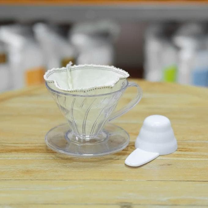 Transparant V60 Dripper 1-4Cups + FREE saringan & coffee spoon 2060