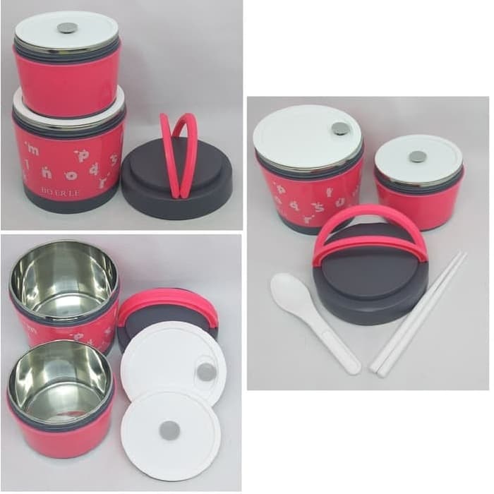 Rantang Kerucut susun 2 Lunch Box Tempat Makan Lauk Stainless 1300ml - Image 4