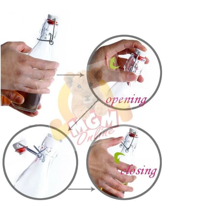 KORKON Kotak botol kaca 500ml dengan stopper tutup kawat kedap 2649 - Image 3