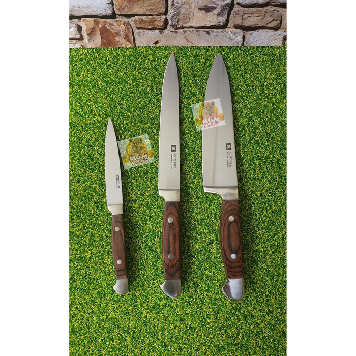 SPECIAL Kayu Handle Pisau Carving 8inch (20CM) Super Tajam Stainless 2726 - Image 2