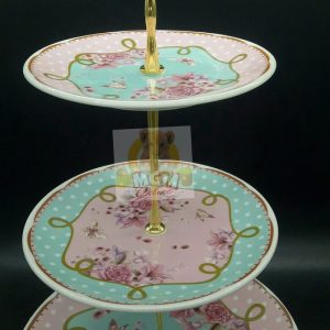 Piring Susun 3 Keramik Gold / Shabby