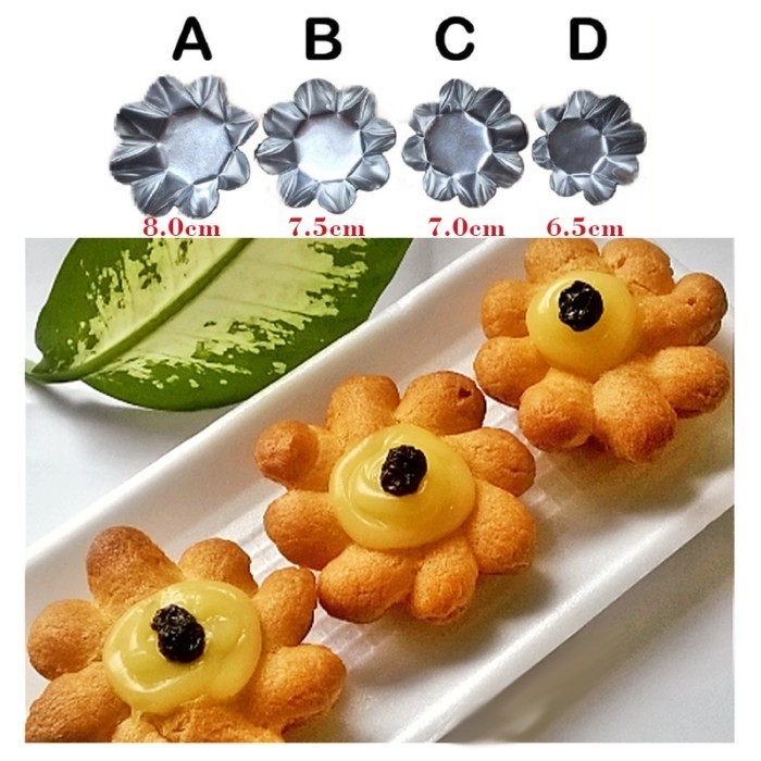 ALUM Cetakan kue Pie Bunga 8.0cm kue sus Bentuk Bunga isi 20pc model A - Image 4