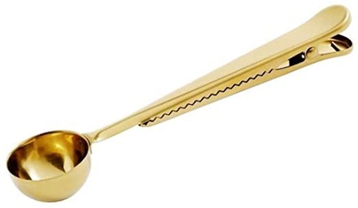 GOLD Sendok takar kopi w/ clip coffee measuring spoon 2in1 Sendok emas - Image 5