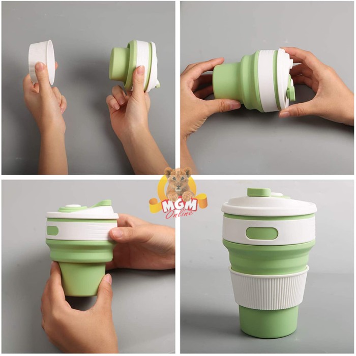 Collapsible coffee Cup 350ml silicon gelas traveling gelas BPA FREE - Image 3