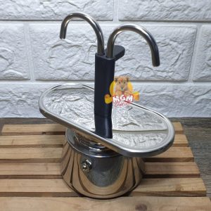 DUAL Moka Pot Stainless 2Cup Espresso Coffee Maker 2corong Stainless