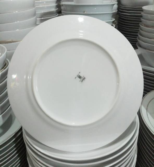 Piring makan keramik bulat tebal Blanc porcelain 27cm piring ceper - Image 3