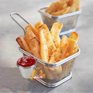 BESAR Tempat saji kentang goreng dgn tempat SAOS Stainless 11x13CM