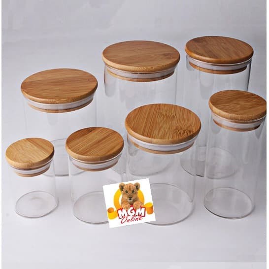KEDAP Toples Kaca tutup kayu kedap BOROSILICATE glass canister 1950ml - Image 4