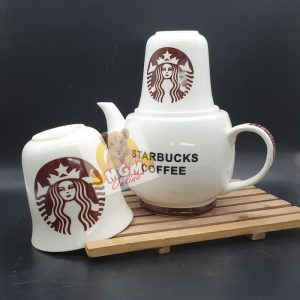 Set Teko Starbucks dengan Gelas Susun Keramik Teko Set Starbucks