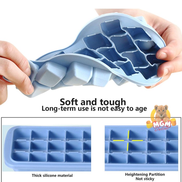 cetakan es batu silikon dengan tutup Silicone Ice Cube Maker 24lubang - Image 2
