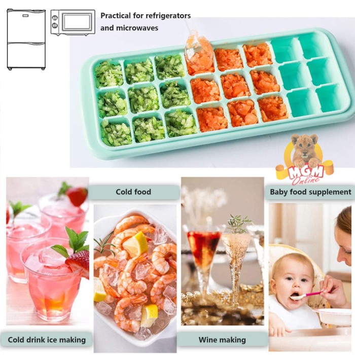 cetakan es batu silikon dengan tutup Silicone Ice Cube Maker 24lubang - Image 3