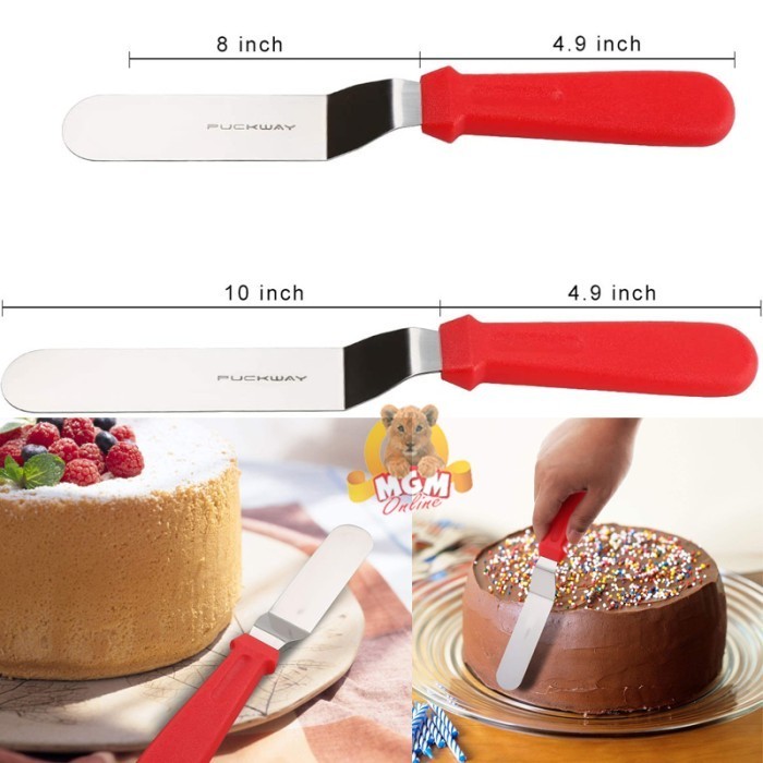 Stainless Cake Spatula Kue Pengoles Cream Stainless 12in pisau spatula - Image 2