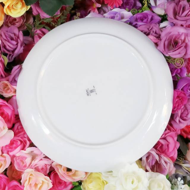 Piring makan keramik bulat tebal Blanc porcelain 27cm piring ceper - Image 2