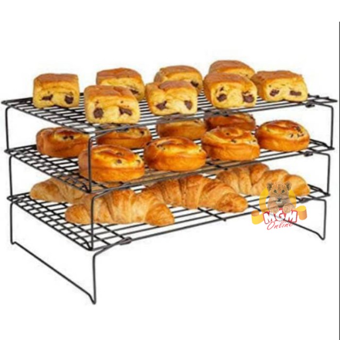 Cooling rack susun 3 tatakan kue 40x25cm rak pendingin HEMAT TEMPAT - Image 2