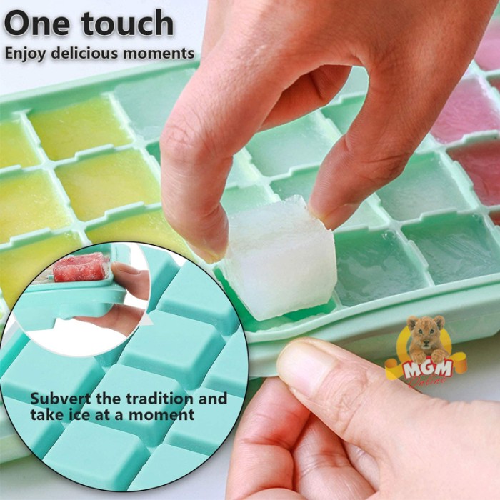 cetakan es batu silikon dengan tutup Silicone Ice Cube Maker 24lubang - Image 4