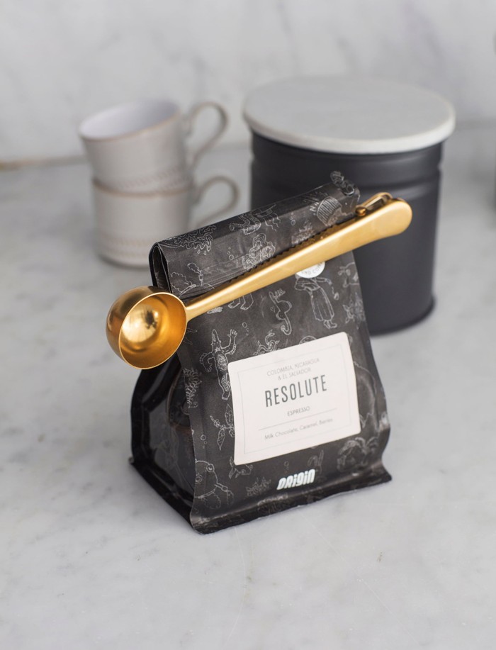 GOLD Sendok takar kopi w/ clip coffee measuring spoon 2in1 Sendok emas - Image 4
