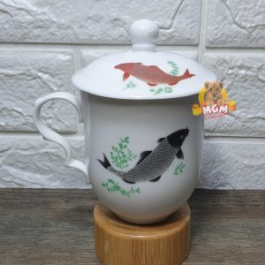 Ikan Koi Mug keramik dengan Tutup mug porcelain classic mug legend 280ML