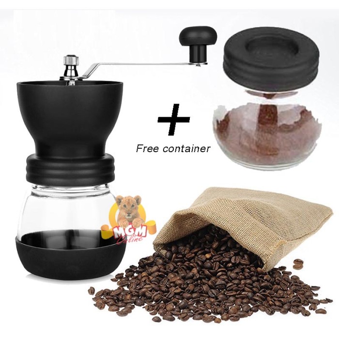Glass Coffee Grinder 80g manual Gilingan kopi Kaca plus FREE Glass