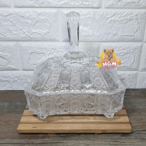 Tempat permen Kaca besar model Segi-Panjang dengan tutup Sugar Bowl