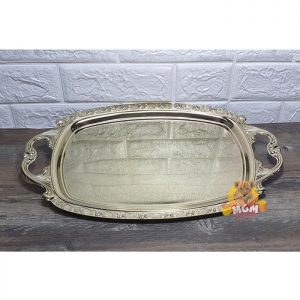 JAPAN UKIR Nampan stainless tebal FULL GOLD 42x25CM Nampan elegant