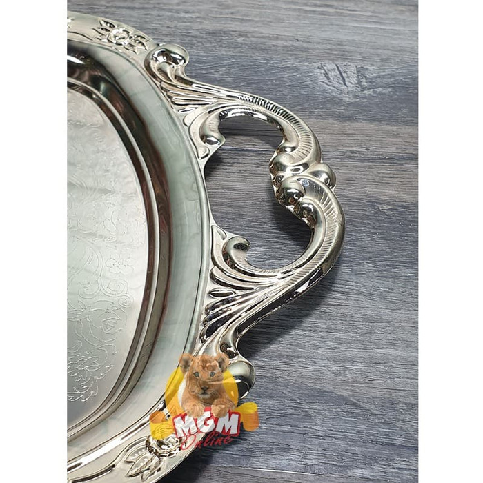 JAPAN UKIR Nampan stainless tebal FULL GOLD 52x31CM Nampan elegant - Image 3