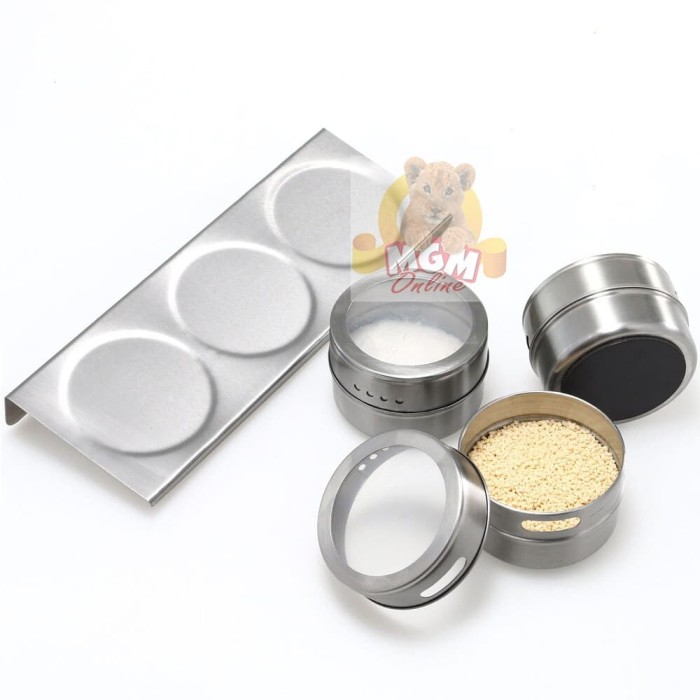3pc Tempat bumbu Lada Garam Gula Cabe Unik Magnet Stainless 2570 - Image 3