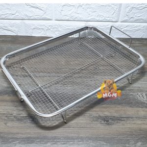 Peniris gorengan tatakan nampan gorengan stainless handle Segi 30x22cm