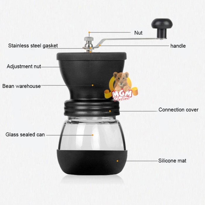 Glass Coffee Grinder 80g manual Gilingan kopi Kaca plus FREE Glass - Image 3