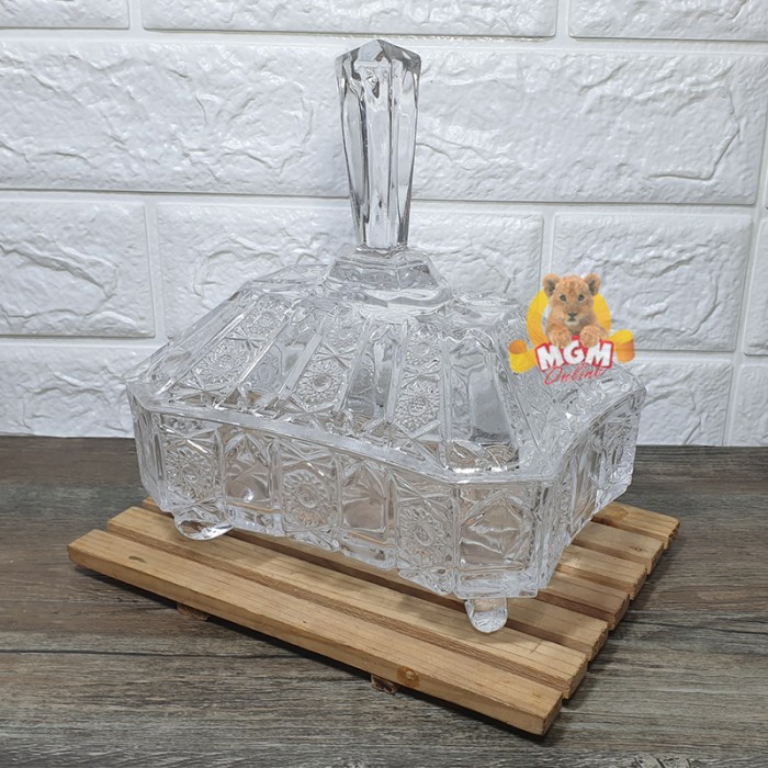 Tempat permen Kaca besar model Segi-Panjang dengan tutup Sugar Bowl - Image 2