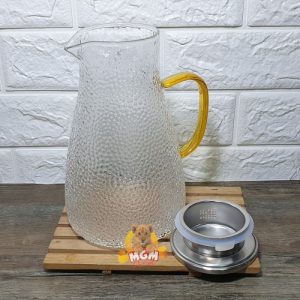Teko Kaca 1800ml Tahan PANAS Tutup Stainless model kulit jeruk