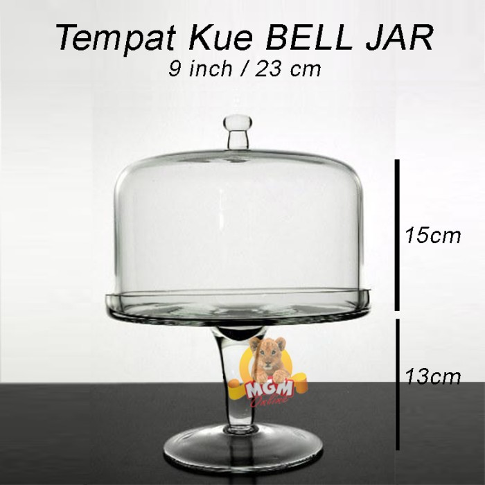 Tempat kue tutup kaca Glass Bell Jar tempat kue tart 23CM HIGH DOME - Image 2