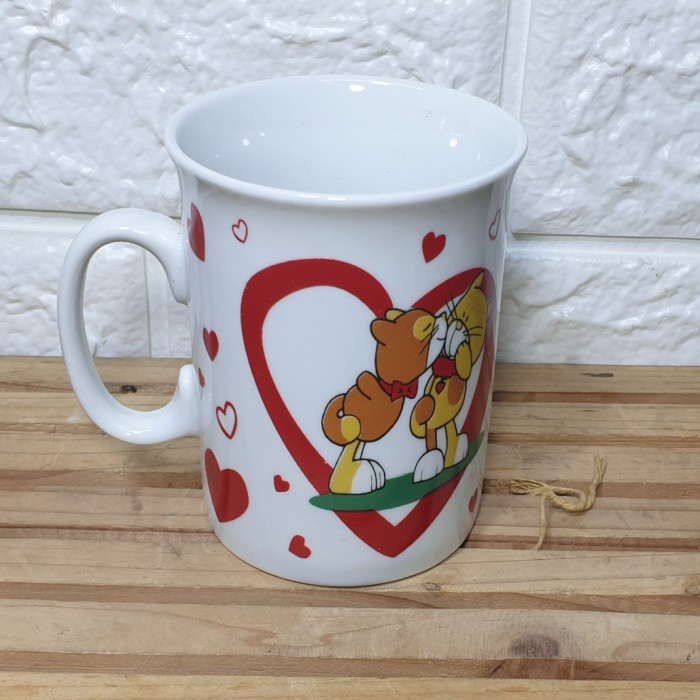 Mug keramik motif valentine gelas motif kucing mug LOVE