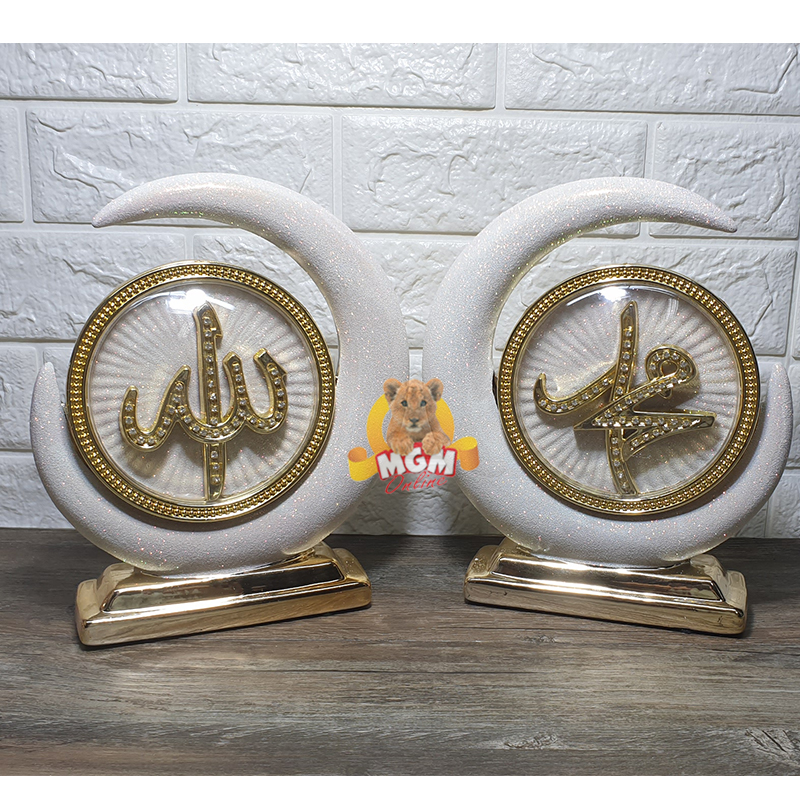 Pajangan Keramik Allah & Muhammad kaligrafi motif sabit 2PC