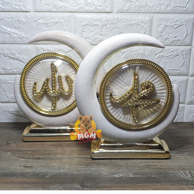 Pajangan Keramik Allah & Muhammad kaligrafi motif sabit 2PC - Image 2