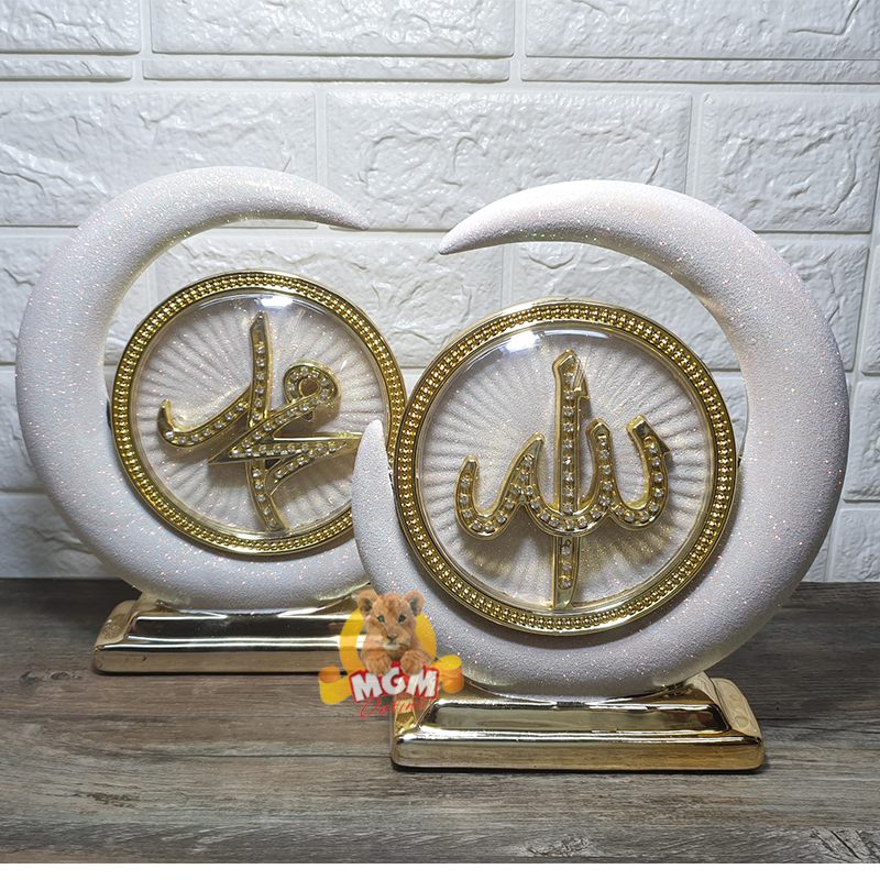 Pajangan Keramik Allah & Muhammad kaligrafi motif sabit 2PC - Image 3