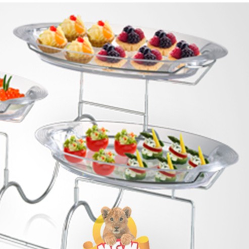 Piring susun 3 akrylic dgn Rak Stainless dessert tray 3tier stairway - Image 4