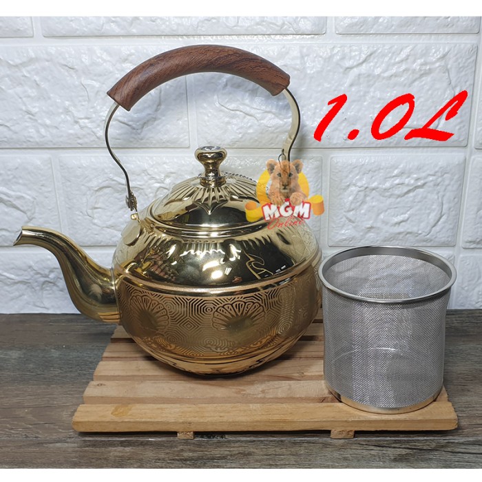 PREMIUM Motif Teko mutiara Teko emas w/ saringan 1L Teko ARAB Gold