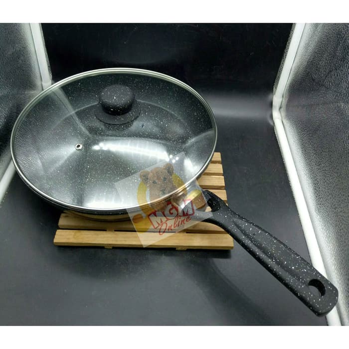 Marbel Frypan 28CM Soft-stone Coating dgn Tutup kaca ANTI LENGKET 2644